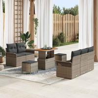 Tuinbankenset met kussen 8 pcs Grijs poly rattan