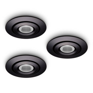 LED-inbouwspot Piccolo 3W set 3 stuks zwart dimbaar