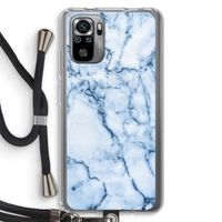Blauw marmer: Xiaomi Redmi Note 10S Transparant Hoesje met koord