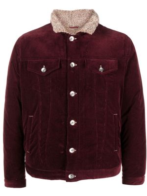 Brunello Cucinelli veste boutonnée texturée en velours côtelé - Rouge