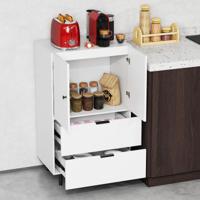 Dressoir van Hout met Metalen Poten Buffetkast Serveerder met Lades en Deuren 60 x 41,5 x 102 cm Wit