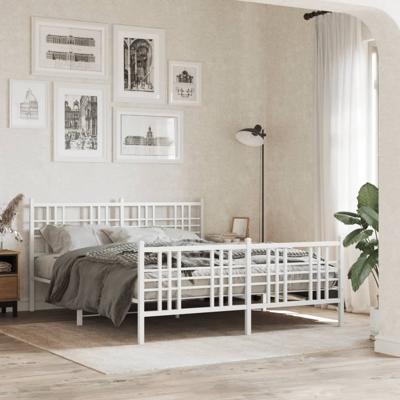 Bedframe met hoofd- en voeteneinde metaal wit 150x200 cm