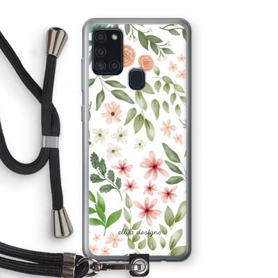 Botanical sweet flower heaven: Samsung Galaxy A21s Transparant Hoesje met koord