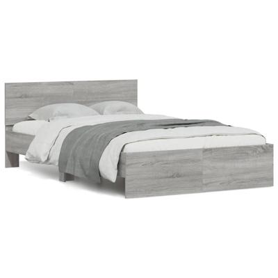 Bedframe met hoofdeinde en LED grijs sonoma eiken 140x190 cm