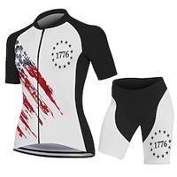 Voor heren Wielrenshirt met shorts Korte mouw Bergracen Wegwielrennen Zwart Nationale vlag Fietsen Spandex Sport Nationale vlag Kleding Lightinthebox