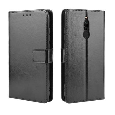 Voor Xiaomi Redmi 8 retro Crazy Horse textuur horizontale Flip lederen draagtas met houder & kaartsleuven & fotolijstjes (zwart)