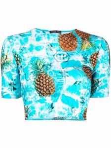 Philipp Plein t-shirt crop Pineapple Skies - Bleu