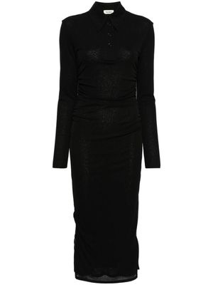 Nanushka robe longue Verity à fronces - Noir
