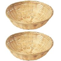 2x Ronde rieten/bamboe manden/schalen 22 x 8 cm