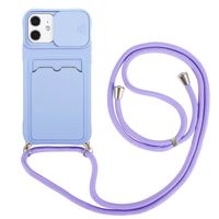 iPhone 14 Pro hoesje - Backcover - Koord - Pasjeshouder - Portemonnee - TPU - Paars