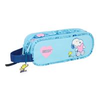 Pennenetui met 2 vakken Snoopy Love Licht Blauw 21 x 8 x 6 cm
