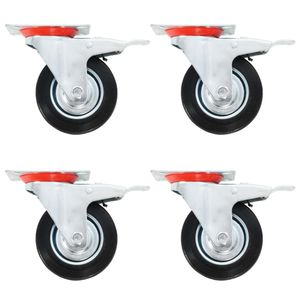 VidaXL Zwenkwielen met dubbele remmen 4 st 100 mm