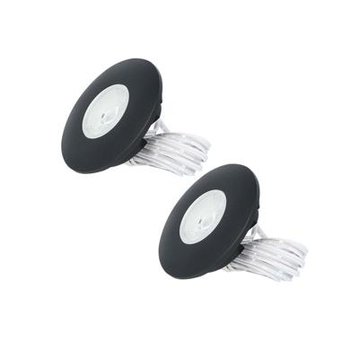 Set van 2 Pavo - Platte LED ipbouwspots met lage inbouwdiepte 12mm - 3 Watt 260 Lumen - 2700K Warm wit - Dimbaar - Rond - Meubelspot - IP44 waterdicht - Zwart