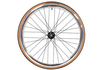 Santafixie 30mm Voorwiel + Binnenband + Band - Zilver/Zwart Classic Santafixie 30mm Voorwiel + Binnenband + Band - Zilver/Zwart Classic
