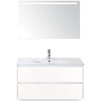 Dante Badmeubelset 100 cm - Wit Hoogglans - Keramische Wastafel Wit Enjoy met Sence Spiegel