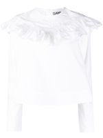 GANNI blouse en coton biologique à volants - Blanc