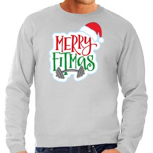 Merry fitmas Kersttrui / outfit grijs voor heren