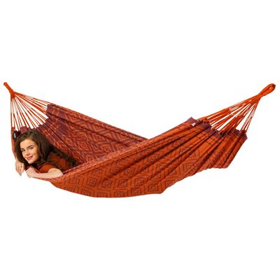 Eenpersoons hangmat - 300x140cm - Rood - 120kg draagkracht- 100% katoen - binnen & buiten