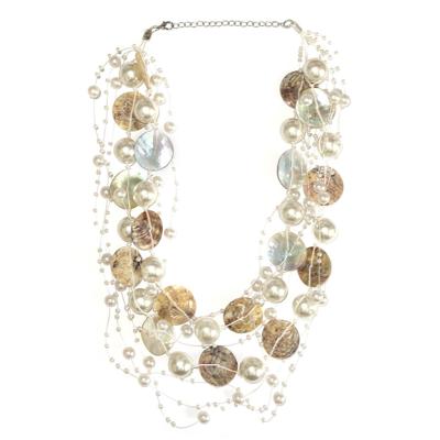 Draad Ketting Parel met Schelp Wit