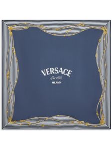 Versace foulard en soie à logo imprimé - Bleu