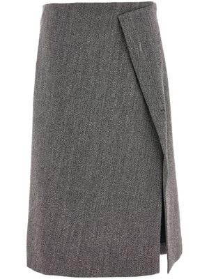 Ferragamo minijupe en tweed à design portefeuille - Gris