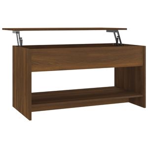 The Living Store Salontafel - Bruineiken - 102 x 50 x 52.5 cm - Bewerkt hout