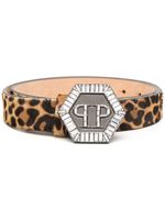 Philipp Plein ceinture Hexagon à motif léopard - Marron - thumbnail