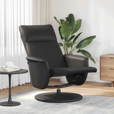 Fauteuil verstelbaar met voetensteun kunstleer zwart