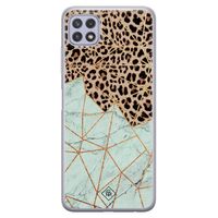 Samsung Galaxy A22 5G siliconen hoesje - Luipaard marmer mint