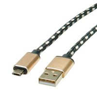 ROLINE 11.02.8819 USB-kabel 0,8 m USB 2.0 USB C Micro-USB B Zwart, Goud