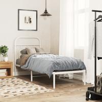 Bedframe met hoofdbord zonder matras metaal wit 75x190 cm