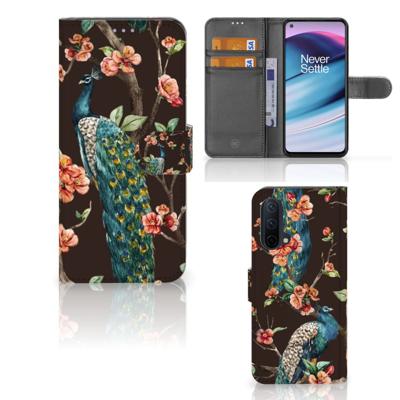 OnePlus Nord CE 5G | Telefoonhoesje | Met pasjeshouder | Pauw met Bloemen