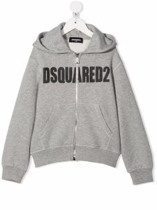 DSQUARED2 KIDS hoodie zippé à logo imprimé - Gris