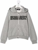 DSQUARED2 KIDS hoodie zippé à logo imprimé - Gris - thumbnail