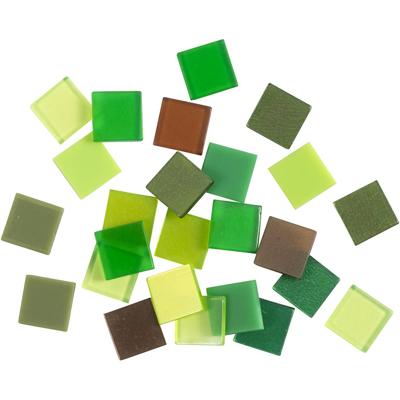 Creativ Company Mini mozaiek, afm 10x10 mm, dikte 2 mm, groen glitter, 25 gr/ 1 doos