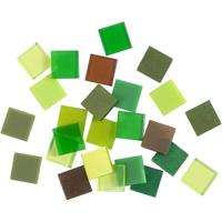Creativ Company Mini mozaiek, afm 10x10 mm, dikte 2 mm, groen glitter, 25 gr/ 1 doos