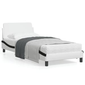 Bedframe met hoofdbord kunstleer wit en zwart 80x200 cm