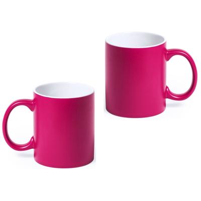 Koffiemok en Drinkbeker Allegra - 12x - roze/wit - 350 ml - Keramiek - Mokken