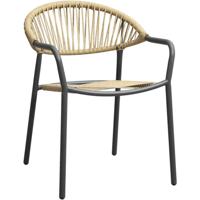 Leen Bakker - Terrasstoel Palamos - Naturel/antraciet - Metaal/Kunststof - Grijs - 62x57x78 Cm