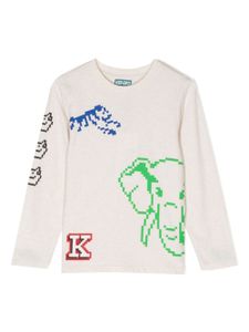 Kenzo Kids t-shirt en coton à imprimé Jungle Game - Blanc