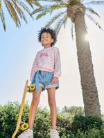 Paperbag meisjesshort van licht denim lichtblauw