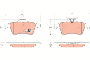 Remblokkenset, schijfrem TRW, u.a. fÃ¼r Peugeot, CitroÃ«n, Renault, Saab, Nissan, Opel, Vauxhall, Mazda, Cadillac, Volvo