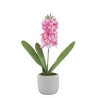 Kunstbloem hyacint roze in pot 15xH41cm