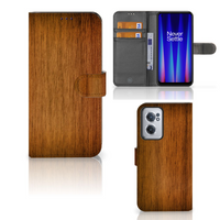 OnePlus Nord CE 2 Book Style Case Donker Hout - thumbnail