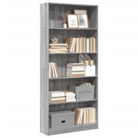 Boekenkast 80x24x176 cm bewerkt hout grijs sonoma eikenkleurig