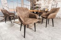 Elegante armleuningstoel TURIJN vintage taupe met decoratieve stiksels - 38790