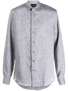 Emporio Armani long-sleeved linen shirt - Gris