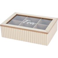 Excellent Houseware Theedoos - 6-vaks - beige/bruin - hout - 24cm