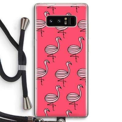 Flamingo: Samsung Galaxy Note 8 Transparant Hoesje met koord