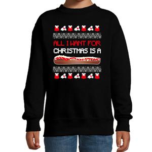 Foute kersttrui/sweater voor jongens/meisjes - All I want for Christmas is - zwart - Frikadel